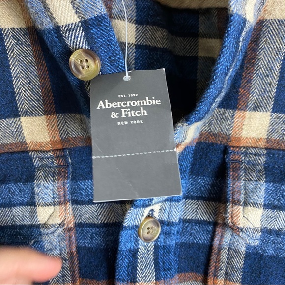 NWT Men’s Blue Flannel A&F Button Up Jacket 5003 - Picture 7 of 11